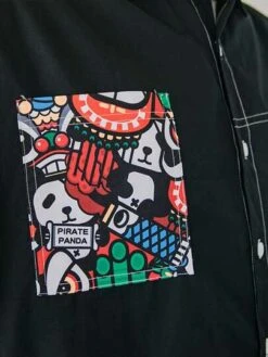 Men Panda & Slogan Graphic Dual Pocket Drop Shoulder Shirt -Man Plus Fashion 16424047055ababce74eb7420e79c2172e8ae46d87 thumbnail 405x552