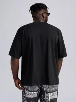 SHEIN Men Letter Tape Drop Shoulder Tee