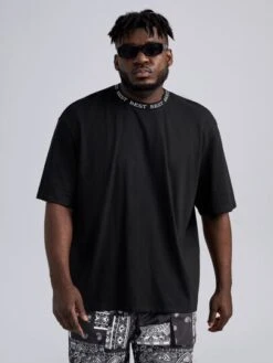 SHEIN Men Letter Tape Drop Shoulder Tee -Man Plus Fashion 16454291693d1b6ddcf70fe3a261898994631eccb8 thumbnail 405x552