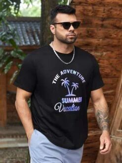 Men Random Tropical & Letter Graphic Tee -Man Plus Fashion 164864281067c7ada49f43dec74469bfc860135be0 thumbnail 405x552