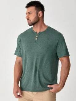 SHEIN Manfinity Basics Men Button Front Tee -Man Plus Fashion 16504317404a368f5afa47c7e90fd92cecf83e9a6c thumbnail 405x552