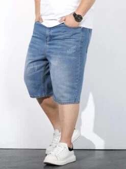 Manfinity Homme Men Cotton Cat Whisker Scratch Bermuda Denim Shorts -Man Plus Fashion 165171579854db8403eca1f20eb5865c3852ee7af2 thumbnail 405x552