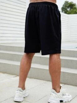 Manfinity Homme Men Slogan Patched Detail Drawstring Waist Shorts