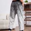 Men Splash Ink Drawstring Waist Sweatpants