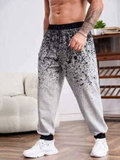 Men Splash Ink Drawstring Waist Sweatpants -Man Plus Fashion 16535760594bbc8f1e8199031c9de8179d76374882 thumbnail 405x552