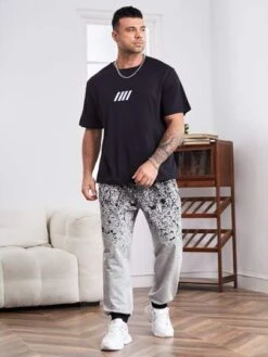 Men Splash Ink Drawstring Waist Sweatpants -Man Plus Fashion 1653576060cf196d24dc7bc2fccb1fd1df7aa4e110 thumbnail 405x552