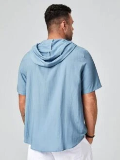 SHEIN Men Button Front Hooded Shirt