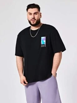 SHEIN Men Statue & Slogan Graphic Drop Shoulder Tee