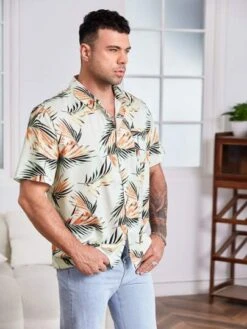 Men Tropical Print Pocket Patched Shirt -Man Plus Fashion 16539745691953c22942ab95e55333dc23b478ff26 thumbnail 405x552