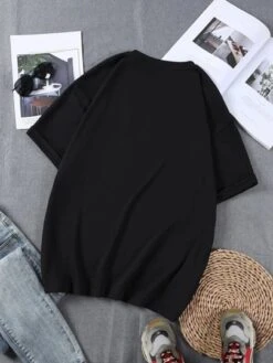 Men Skeleton Hand & Playing Card Print Tee