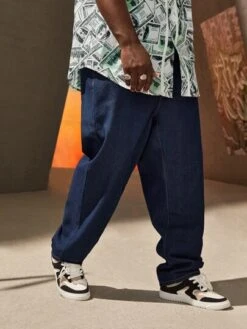 Manfinity Hypemode Men Cotton Slant Pockets Wide Leg Jeans -Man Plus Fashion 16590612469ace2712c6a338536e99f49a766aa40e thumbnail 405x552