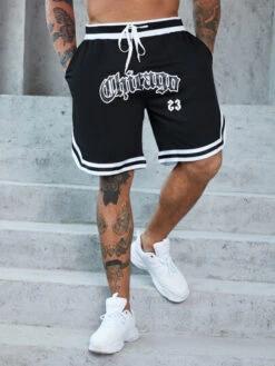 Manfinity Sporsity Men Letter Graphic Drawstring Waist Striped Trim Shorts -Man Plus Fashion 1660217288dfbd47831afe54ec5a88981ca5d574f1 thumbnail 405x552