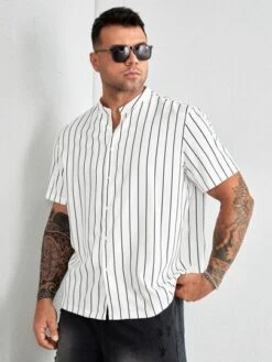 SHEIN Men Pinstriped Print Shirt -Man Plus Fashion 16611409271749d9d959784a9a841b0336cd63aacd thumbnail 405x552