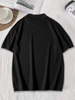 Manfinity Homme Men Letter Patched Mock Neck Tee