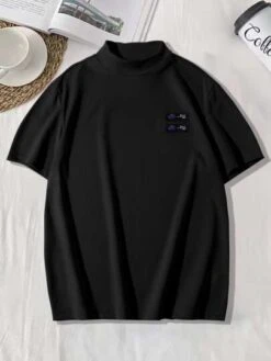 Manfinity Homme Men Letter Patched Mock Neck Tee -Man Plus Fashion 1661507495a8d27f85b444764aa19f5e71e8b52c06 thumbnail 405x552
