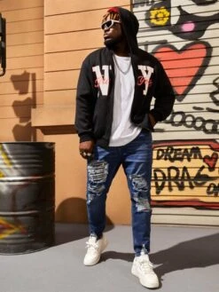 Manfinity EMRG Men Cotton Slant Pocket Ripped Jeans