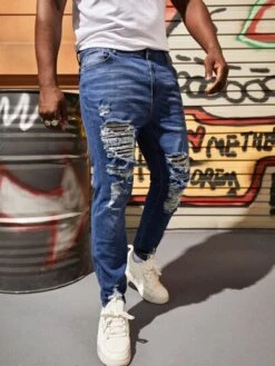 Manfinity EMRG Men Cotton Slant Pocket Ripped Jeans -Man Plus Fashion 1661758610bca43b7ad7f65e2fcf3c53e88bcffaaf thumbnail 405x552