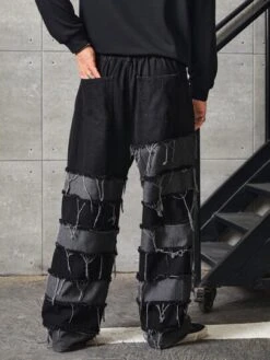 Manfinity EMRG Men Cotton Two Tone Raw Trim Straight Leg Jeans