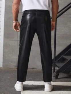 SHEIN Men Solid PU Leather Pants