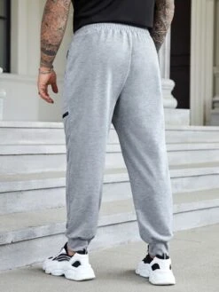 Manfinity Homme Men Solid Slant Pocket Drawstring Waist Sweatpants