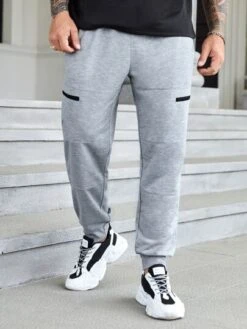 Manfinity Homme Men Solid Slant Pocket Drawstring Waist Sweatpants -Man Plus Fashion 16642781351141af7606f0363187c631af340e2ebb thumbnail 405x552