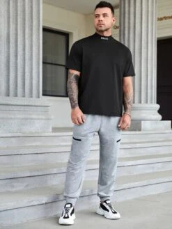 Manfinity Homme Men Solid Slant Pocket Drawstring Waist Sweatpants -Man Plus Fashion 1664278198daf08adfb4a8c31965906c2b0a7eeaab thumbnail 405x552