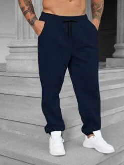 Manfinity Basics Men Slant Pocket Drawstring Waist Sweatpants -Man Plus Fashion 16643542050947261eb571f6475a399d73bbabb999 thumbnail 405x552