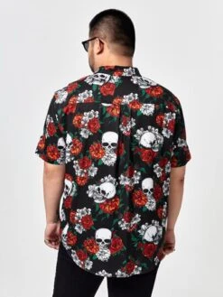 SHEIN Men Floral & Skull Print Shirt