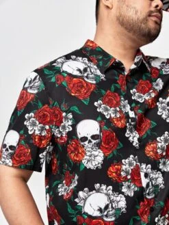SHEIN Men Floral & Skull Print Shirt -Man Plus Fashion 166441481912c9afe4544663b06e20e3f15717890e thumbnail 405x552