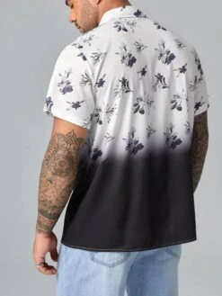 Men Floral Print Ombre Shirt