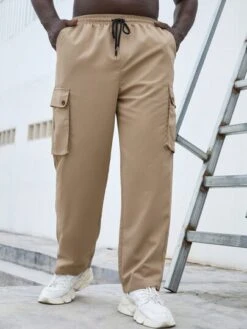 Men Flap Pocket Side Drawstring Waist Pants -Man Plus Fashion 166450558573495412fa7aa3f0cd108f453a50faf4 thumbnail 405x552