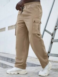 Men Flap Pocket Side Drawstring Waist Pants -Man Plus Fashion 16645055886a3ebe0cf40e103ee01431f477cffb73 thumbnail 405x552