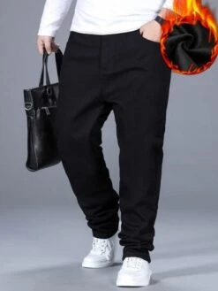 Men Cotton Slant Pocket Thermal Lined Jeans -Man Plus Fashion 1665668407be65992e73e540a5755b546cbc37a377 thumbnail 405x552