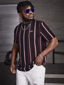 SHEIN Men Striped & Letter Graphic Tee -Man Plus Fashion 1665743165c940e30e59cd97d1023a6b8f7e8e0096 thumbnail 405x552