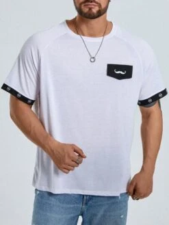 Men Contrast Trim Raglan Sleeve Tee -Man Plus Fashion 1666318257211406fa657c3aa9ed927373b470f90d thumbnail 405x552