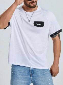 Men Contrast Trim Raglan Sleeve Tee -Man Plus Fashion 1666318259c60a01591f689f5fb2009f52e4da25ae thumbnail 405x552