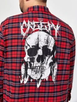 SHEIN Men Letter & Skull Print Tartan Shirt -Man Plus Fashion 1667014341e02d69f458ca9c00bf98ace43f8a3d65 thumbnail 405x552