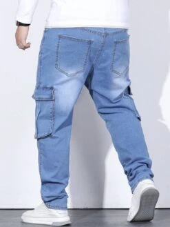 Men Flap Pocket Side Cargo Jeans