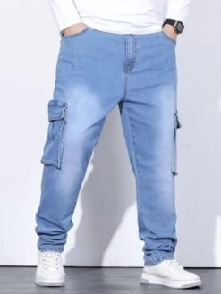 Men Flap Pocket Side Cargo Jeans -Man Plus Fashion 16671951793ba9a5b3355144dfbe09bc21047c40f2 thumbnail 405x552