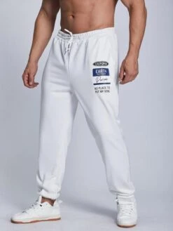 Men Slogan Graphic Drawstring Waist Sweatpants -Man Plus Fashion 16675307807d5eaba3d4fe8efde73ac7fb15645ba6 thumbnail 405x552