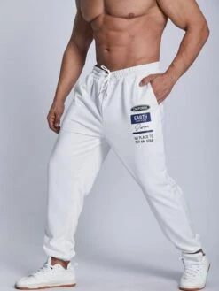 Men Slogan Graphic Drawstring Waist Sweatpants -Man Plus Fashion 1667530782dc8c7088a47456ea28d7dab0cd23b42f thumbnail 405x552