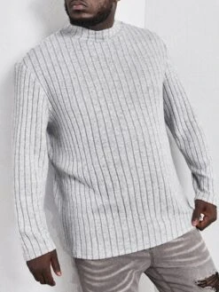 SHEIN Men Mock Neck Rib-knit Tee -Man Plus Fashion 1668765706b49ce49c406d5685a4f88c224057ca6c thumbnail 405x552