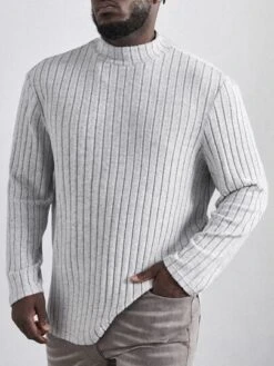 SHEIN Men Mock Neck Rib-knit Tee -Man Plus Fashion 166876571767676559678d9373130af67035a9783c thumbnail 405x552