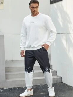 Men Two Tone Drawstring Waist Sweatpants -Man Plus Fashion 1669716878f7f29942e2dc8d6dfd043a0902e98b36 thumbnail 405x552
