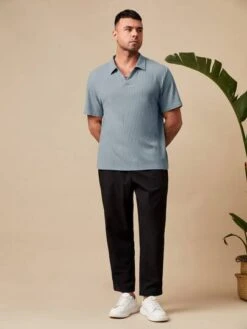 Manfinity Homme Men Solid Ribbed Knit Polo Shirt -Man Plus Fashion 167046130883ee7738f968d57ab9c873c470a01c68 thumbnail 405x552