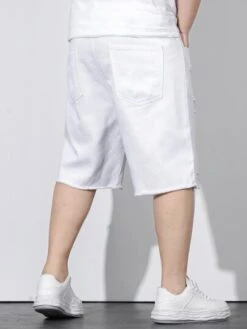 Manfinity LEGND Men Ripped Frayed Bermuda Denim Shorts