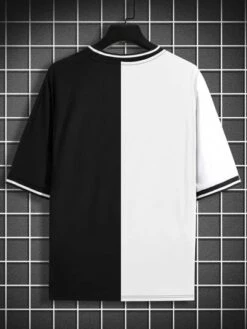 Men Slogan Graphic Two Tone Tee