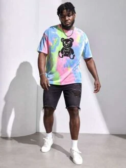Manfinity EMRG Men Tie Dye Bear Print Tee -Man Plus Fashion 16715993366ad8b923864d831dc2f3c9cfb20f63b8 thumbnail 405x552
