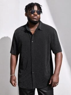 Men Glitter Button Front Shirt -Man Plus Fashion 1671614190293c577c0a7b995ea8475f1d14013c78 thumbnail 405x552