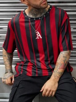 Manfinity Sporsity Men Striped Print Tee -Man Plus Fashion 1672020372926316a11a08dedbc9d179589cf1b654 thumbnail 405x552